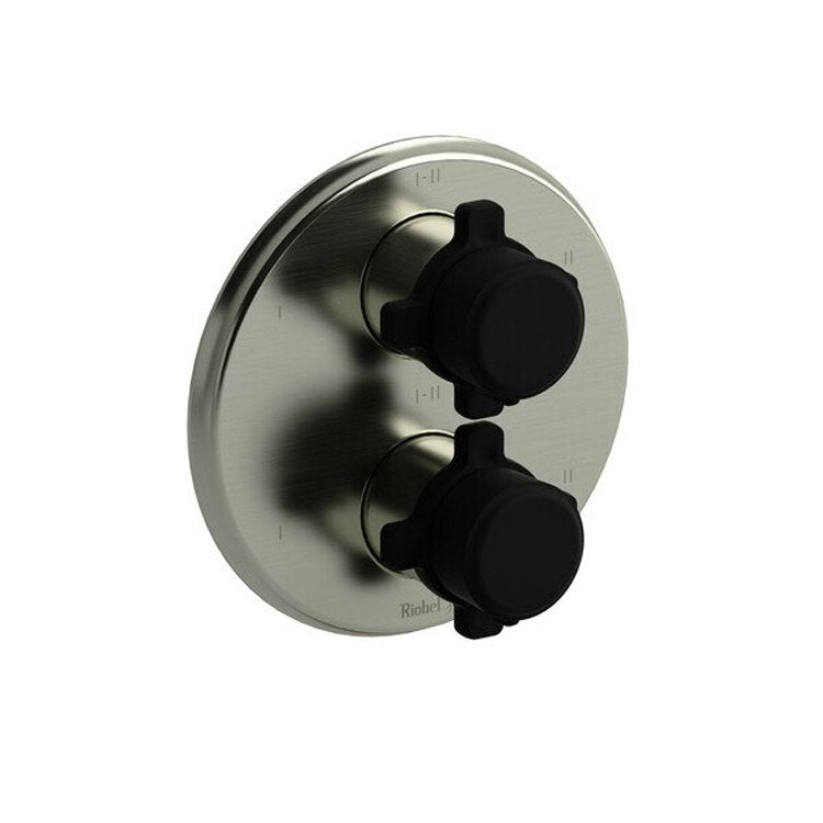 Thermostatic and Pressure Balance Valve Trim Momenti 3/4 Inch Round 4-Way 6 Function 2 X-Shaped Chrome/Black 10.0 Gallons per Minute - Frankwebs