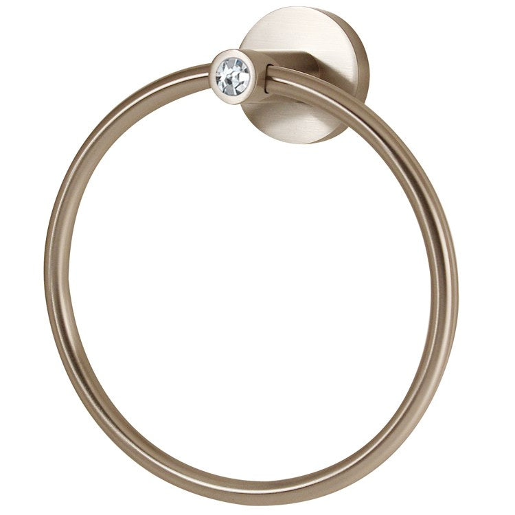 Towel Ring Contemporary I Crystal Bath 6 Inch Satin Nickel Brass 2-3/8 Inch - Frankwebs