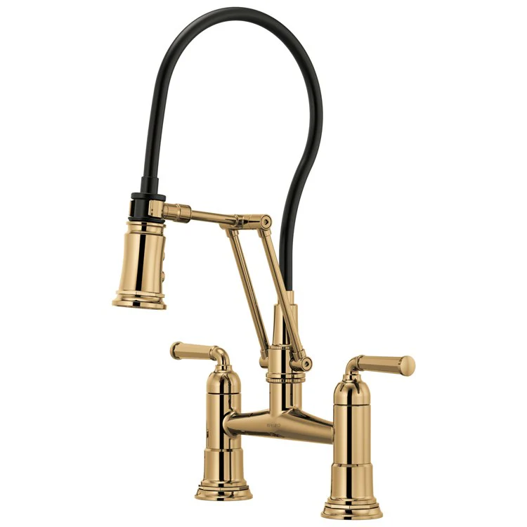 Kitchen Faucet Rook Bridge with Finished Semi-Flexible Hose 2 Lever ADA Brilliance Polished Nickel 1.8 Gallons per Minute - Frankwebs