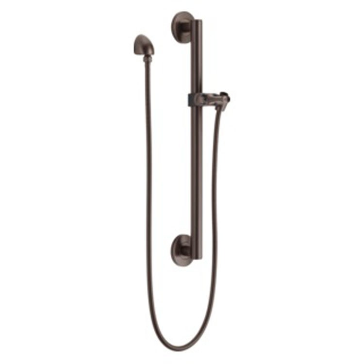 Slide Bar with Round Wall Elbow & Adjustable Handshower Mount & Hose 24 Inch Venetian Bronze Brass/Metal Wall Mount - Frankwebs