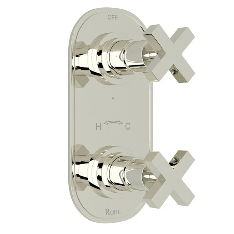 Thermostatic Trim Lombardia 1/2 Inch with Diverter 2 Cross Polished Nickel 6.7 Gallons per Minute Brass - Frankwebs