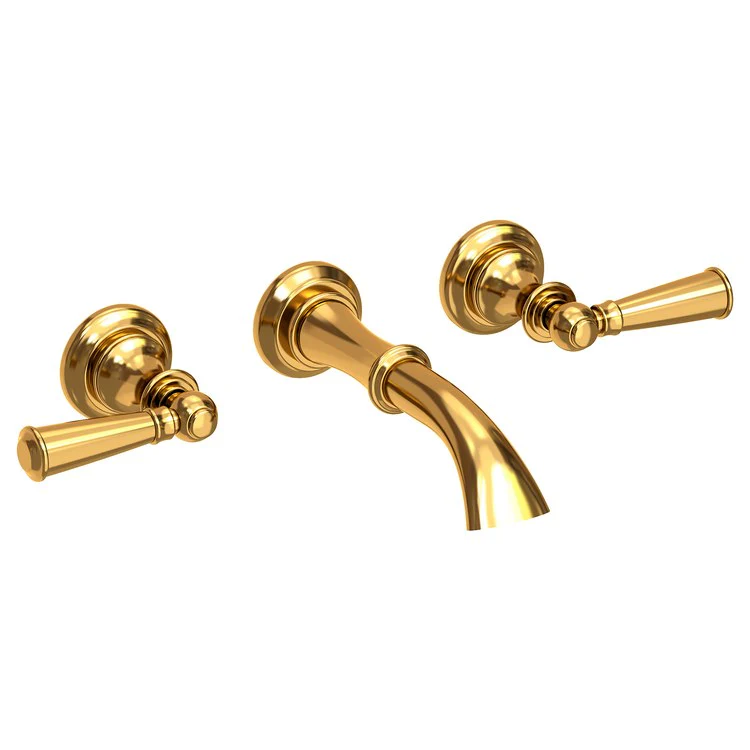 Sutton Two Handle Wall-Mount Bathroom Faucet with Lever Handles - French Gold - Frankwebs