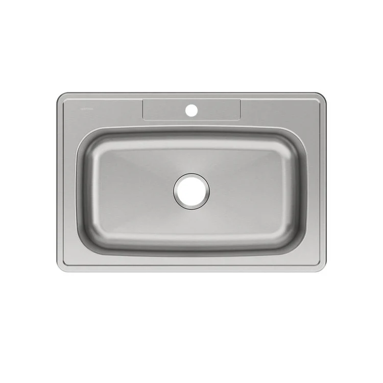 Kitchen Sink Dayton 33 x 22 Inch Single Bowl Equal 1 Hole Elite Satin Drop-In Drain Location Center Bottom Only Pads - Frankwebs