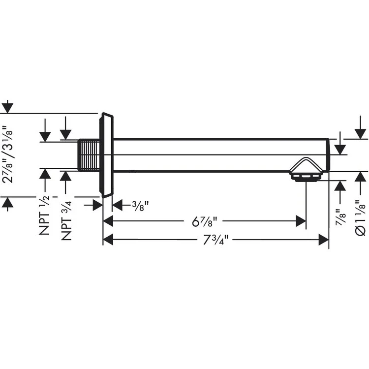 Tub Spout Locarno Less Diverter Matte Black 7-3/4 Inch 5.81 Gallons per Minute Brass - Frankwebs