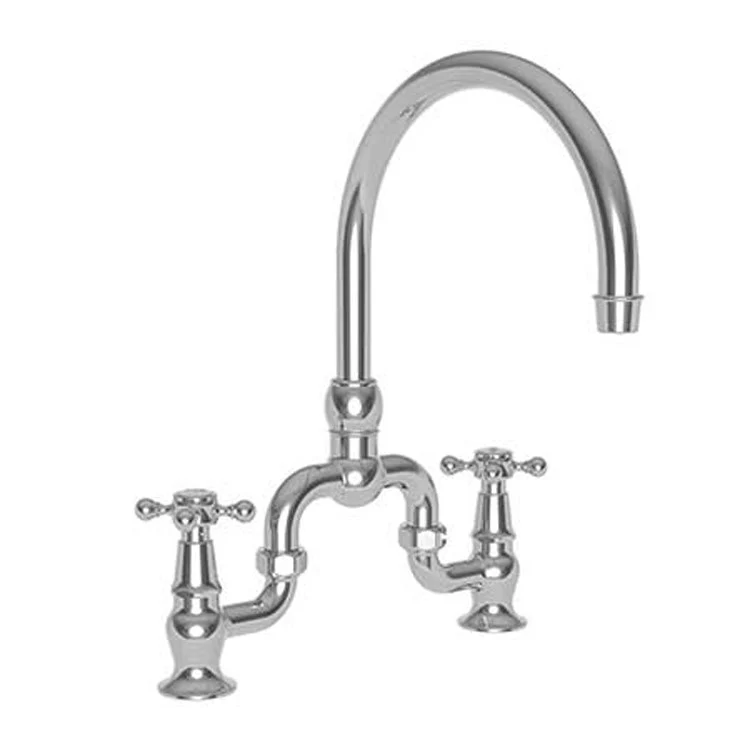 Kitchen Faucet Chesterfield Bridge 8 Inch Spread 2 Cross ADA Polished Brass Uncoated Living Spout Height 9 Inch Spout Reach 7-1/8 to 9 Inch 1.8 Gallons per Minute - Frankwebs