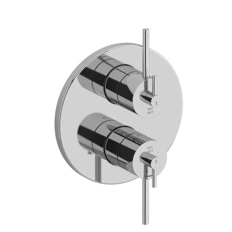 Thermostatic Valve GS Pressure Balance System Round 4-Way 2 Lever Chrome ADA 7-1/8W x 7-1/8H Inch - Frankwebs