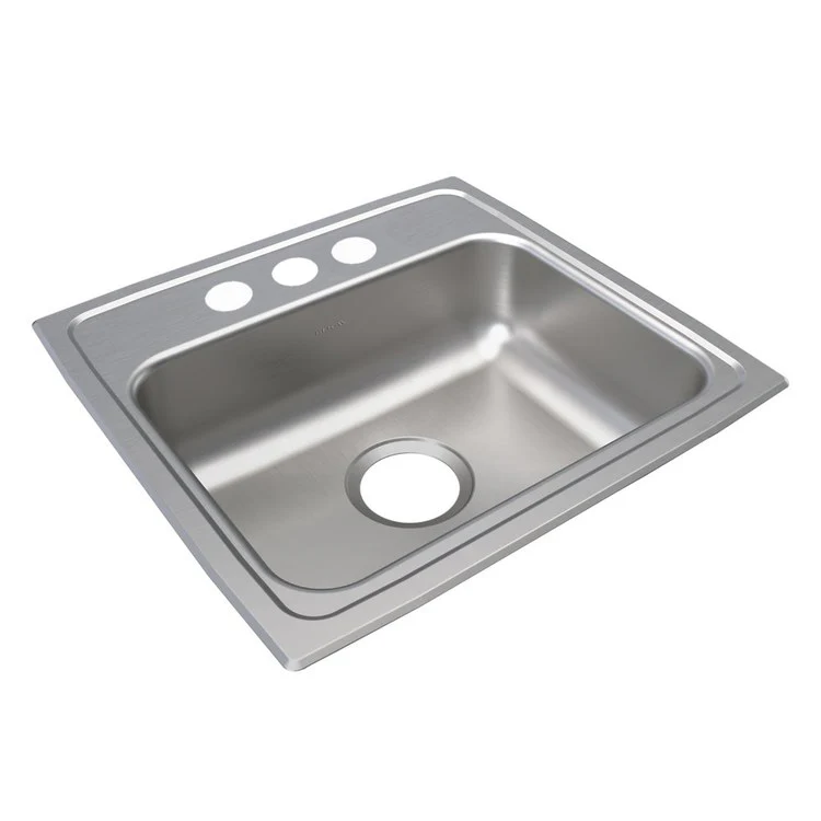 Kitchen Sink Lustertone Classic 19 x 18 Inch Single Bowl with Perfect Drain 3 Hole ADA Lustrous Satin Drop-In Rectangle Drain Location Rear Center Depth 6-1/2 Inch Bottom Only Pads - Frankwebs