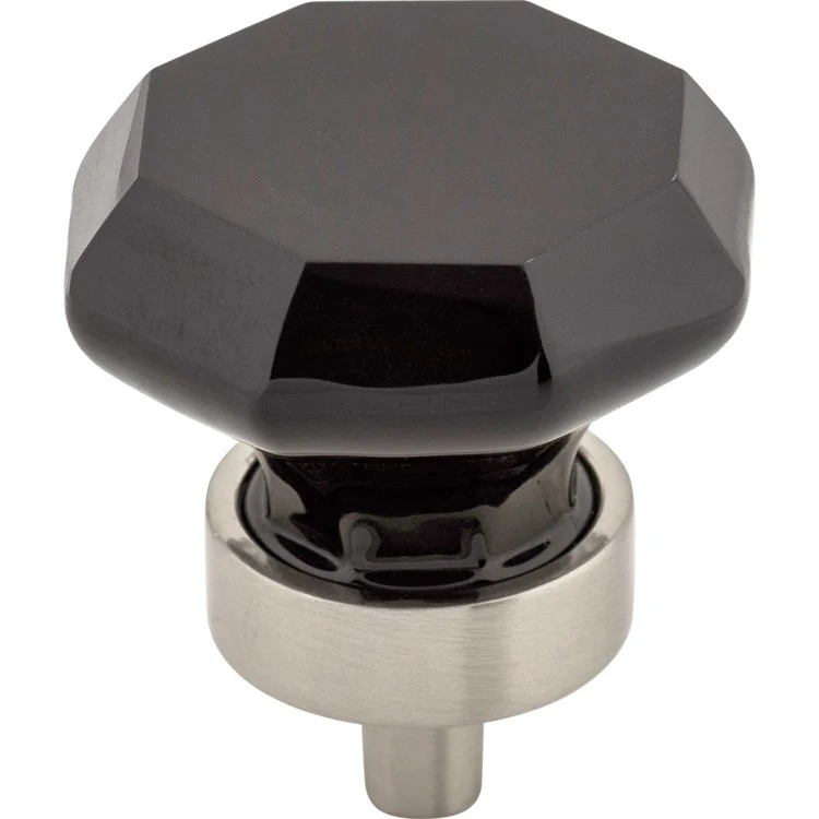 Knob Crystal Black Octagon for Decorative Hardware Brushed Satin Nickel Brass 1-3/8 Inch 1-1/8 Inch - Frankwebs