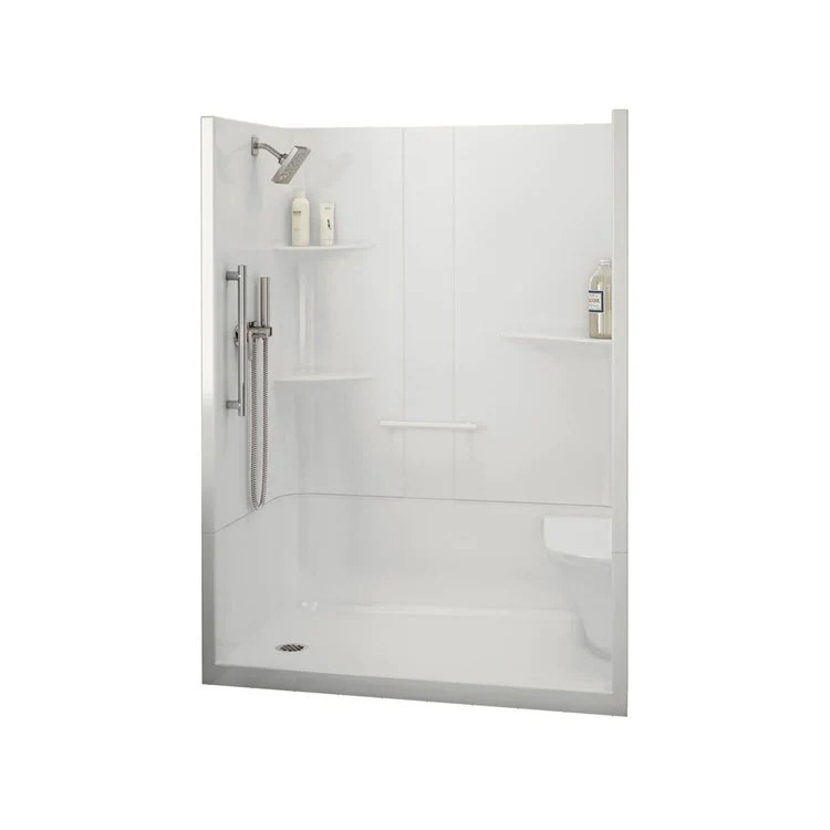 Shower Allia Rectangular 2 Piece White 60 x 34-1/2 Inch Acrylic Less Seat Left Drain - Frankwebs