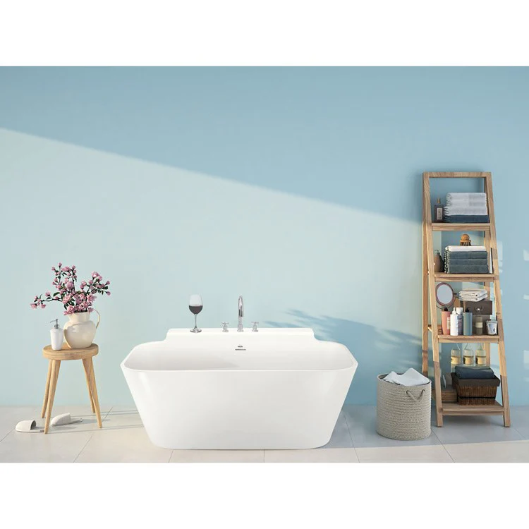 Soaking Tub Metro Collection Richmond 57 x 36 Inch Freestanding Tub Only Center Almond Hydroluxe SS - Frankwebs