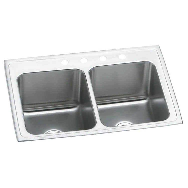 Kitchen Sink Lustertone Classic 25 x 19.5 Inch Double Bowl Equal 5 Hole Lustrous Satin Drop-In - Frankwebs