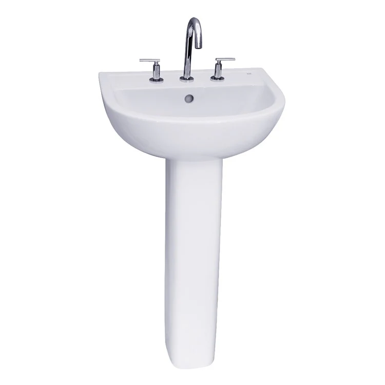 Pedestal Lavatory Compact 450 Widespread White Round - Frankwebs