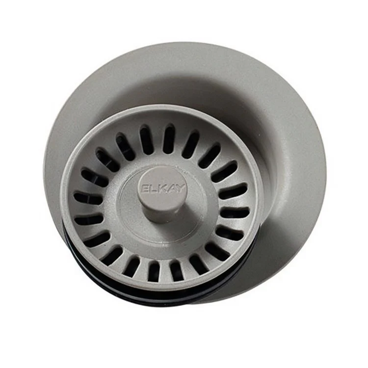 Disposal Flange with Removable Basket Strainer and Rubber Stopper Black 3-1/2 Inch Polymer for Sinks with 3-1/2