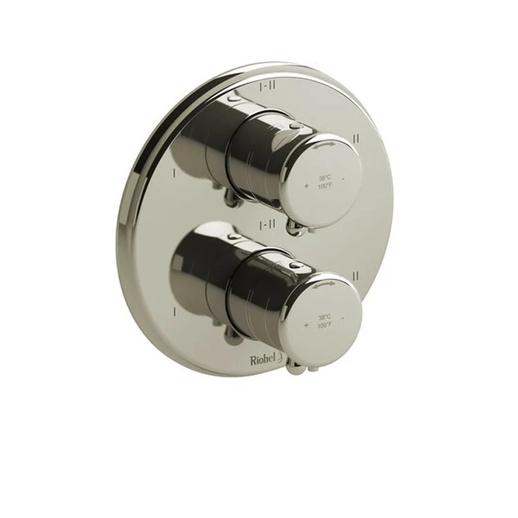 Thermostatic and Pressure Balance Valve Trim Classic 3/4 Inch Round 4-Way 6 Function 2 Lever Polished Nickel - Frankwebs