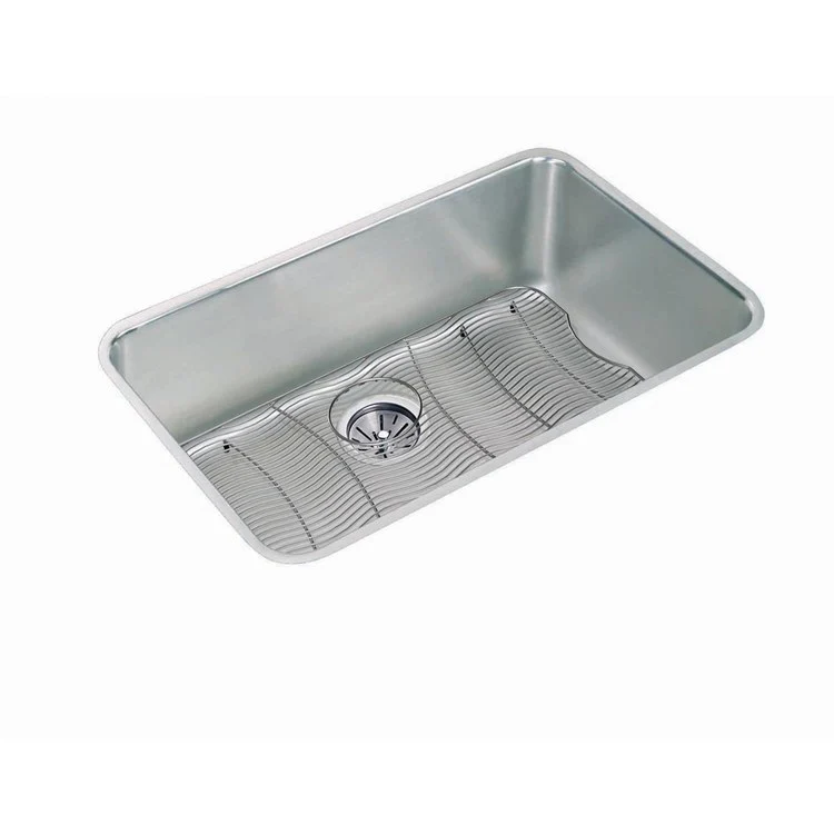 Kitchen Sink Lustertone Classic 30.5 x 18.5 Inch Depth 11-1/2 Inch Single Bowl Kit Lustrous Satin Undermount Drain Location Rear Center - Frankwebs