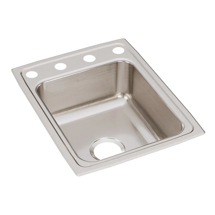 Kitchen Sink Lustertone Classic 17 x 22 Inch Single Bowl OS4 Hole Lustrous Satin Drop-In Stainless Steel Drain Location Center Bottom Only Pads - Frankwebs