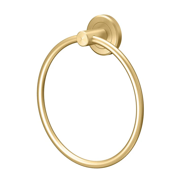 Towel Ring Latitude II 6.5 Inch Round Brushed Brass Metal Wall Mount - Frankwebs