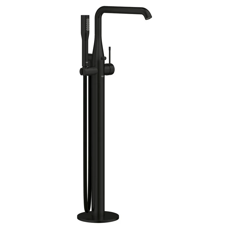 Tub Filler Essence Freestanding with Handshower 1 Lever ADA Rigid Matte Black 1 Hole - Frankwebs