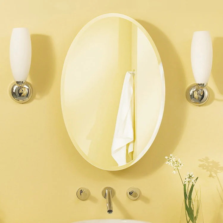 Medicine Cabinet SVD 20W x 30H x 5D Inch 1 Doors Mirror White Oval Beveled - Frankwebs