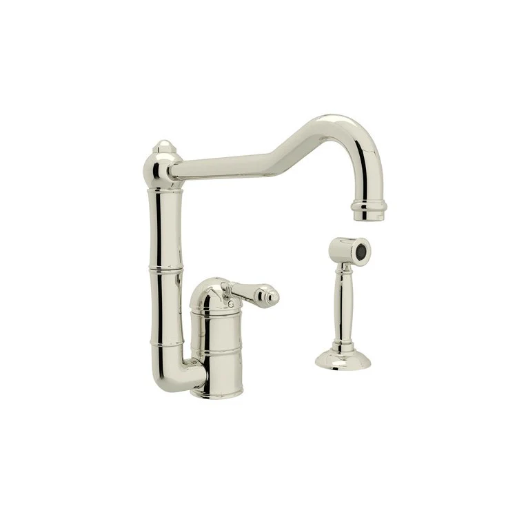 Kitchen Faucet Acqui with Sidespray Column Spout and Extended Spout 1 Metal Lever Polished Nickel 1.5 Gallons per Minute - Frankwebs
