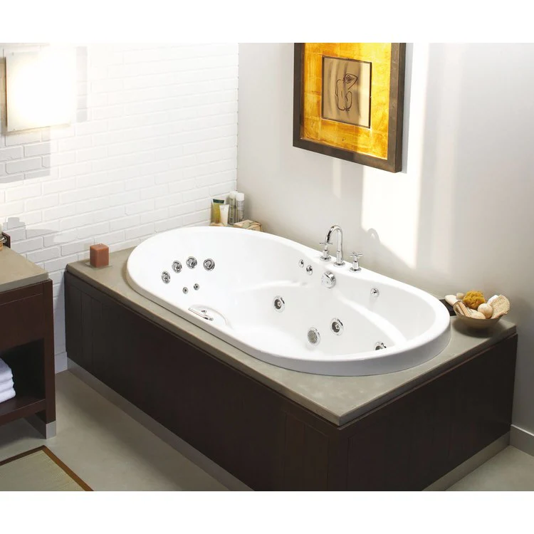 Tub Living 72L x 42W Inch Drop-In Aerofeel Center White Acrylic - Frankwebs