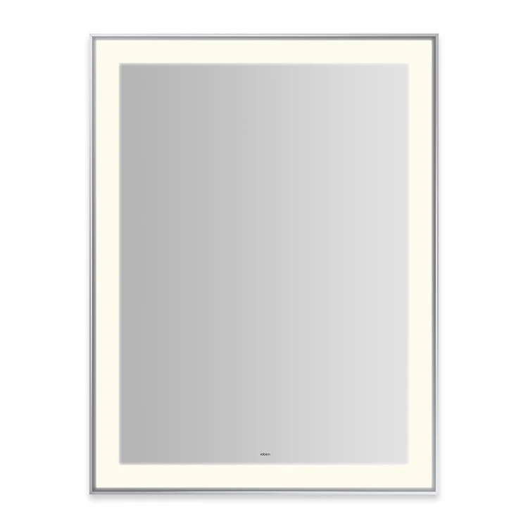 Wall Mirror Sculpt 31W x 41H Inch Chrome Slim Museum Frame Lighted Title 24 Rectangular - Frankwebs