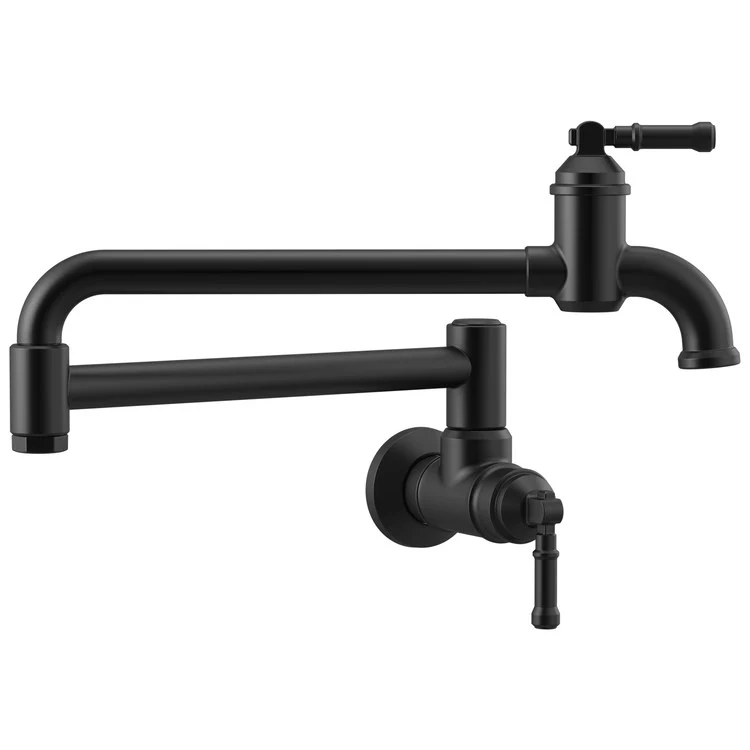 Pot Filler Broderick Wall Mount Cold Water Only 2 Lever ADA Matte Black Dual Jointed Swing 24 Inch 4.0 Gallons per Minute - Frankwebs