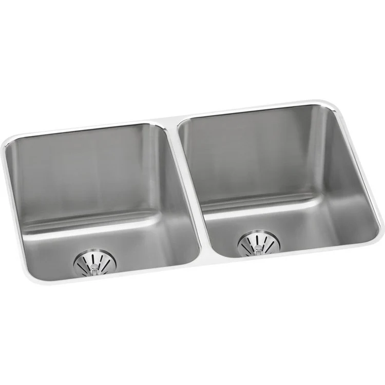 Kitchen Sink Lustertone Classic Gourmet 31.25 x 20 Inch Double Bowl with Perfect Drain Lustrous Satin Undermount - Frankwebs