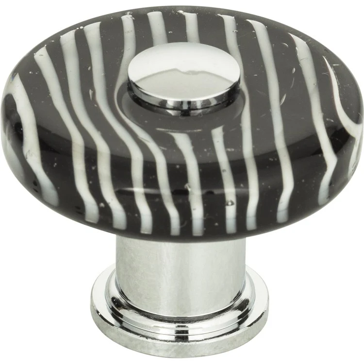 Knob Atlas Zebra Glass Round Polished Chrome Brass & Glass 1-1/2 Inch - Frankwebs