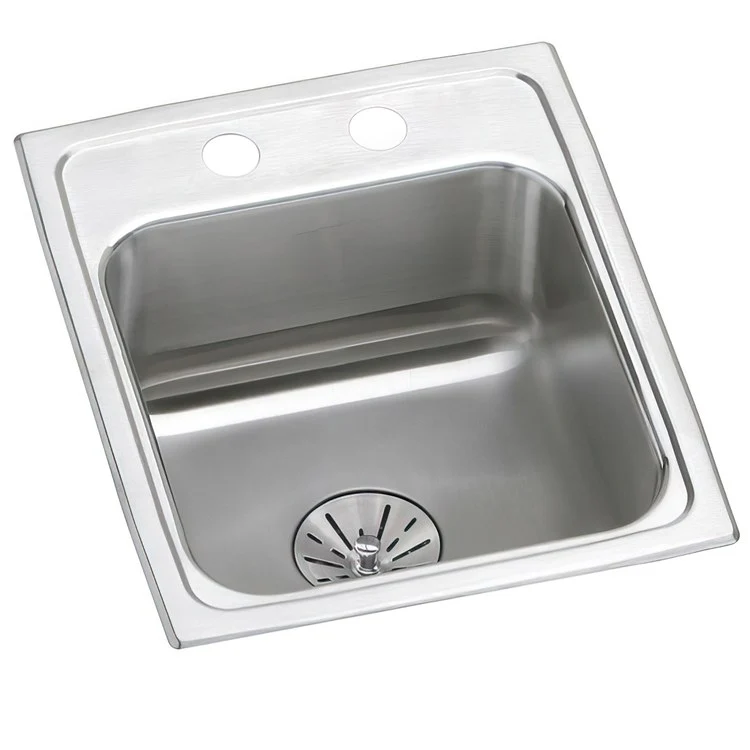 Kitchen Sink Lustertone 15 x 17.5 Inch Single Bowl with Perfect Drain 2 Hole ADA Lustrous Satin Top Mount Square Drain Location Center Depth 6-1/2 Inch Full Spray Sides and Bottom - Frankwebs