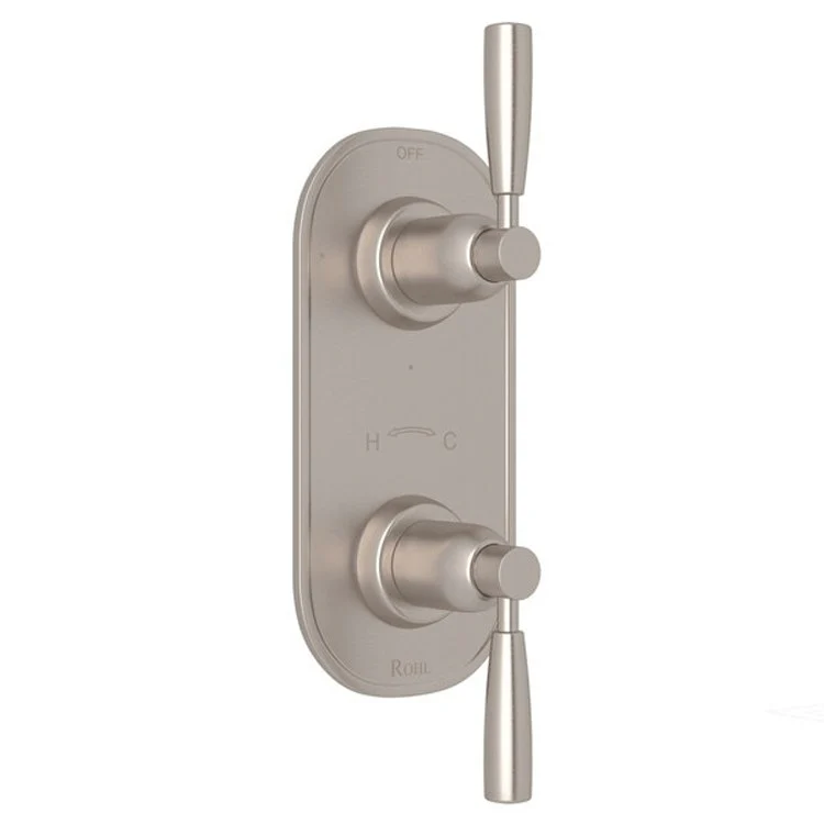 Thermostatic Trim Holborn 1/2 Inch with Diverter 2 Lever Satin Nickel Brass - Frankwebs