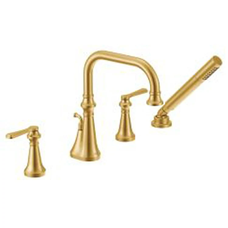Roman Tub Trim Colinet with Diverter 2 Lever Brushed Gold ADA 12-13/16 Inch Spread 1.75 Gallons per Minute - Frankwebs