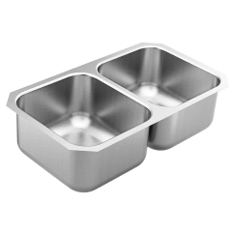Kitchen Sink 1800 Series 31-3/4 x 18-1/4 Inch 9 Inch Double Bowl Satin Stainless Undermount Center Drain - Frankwebs