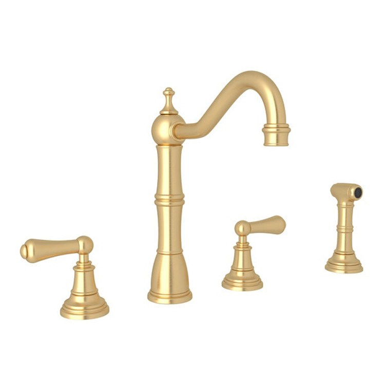 Kitchen Faucet Edwardian 2 Lever Unlacquered Brass Swivel Spout 1.8 Gallons per Minute - Frankwebs