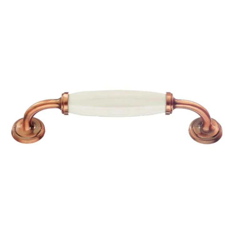 Pull Handle Antique Copper/White Zinc/Ceramic 5 Inch Center to Center 6 x 1/2 x 3/4 Inch - Frankwebs