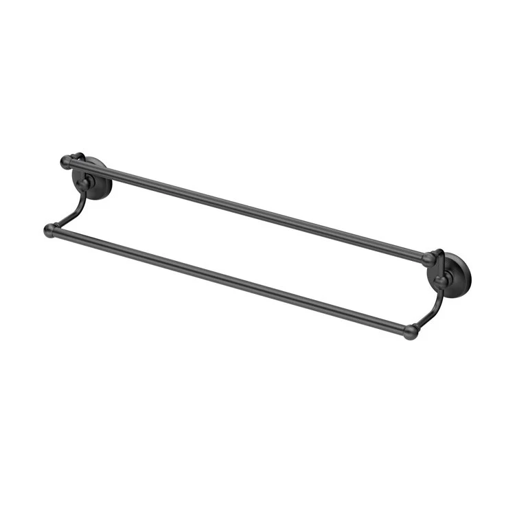 Towel Bar Designer II 24 Inch Double Matte Black Wall Mount Metal - Frankwebs
