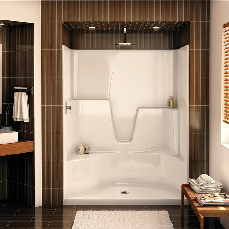 Shower Module 60 Inch AcrylX White 1 Pieces Left Hand Contoured Corner Seat 3-3/8 Inch Center Opening - Frankwebs