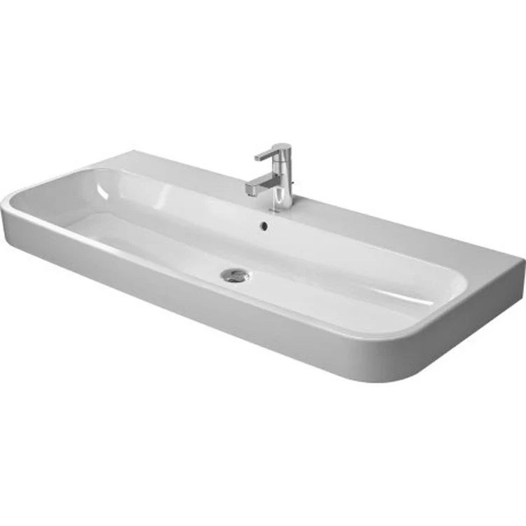 Lavatory Sink Happy D.2 Wall Mount with Overflow 19-7/8 x 47-1/4 Inch 7-7/8 Inch Spread Rectangle White 3 Hole - Frankwebs