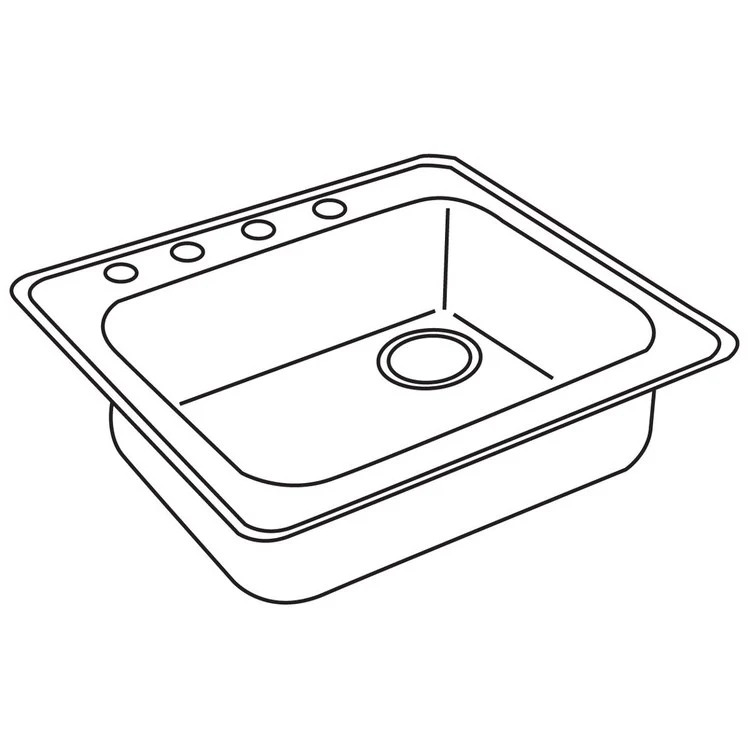 Kitchen Sink Dayton 25 x 22 Inch Single Bowl 5 Hole ADA Satin Drop-In Rectangle Drain Location Rear Right Depth 5-3/8 Inch Bottom Only Pads - Frankwebs