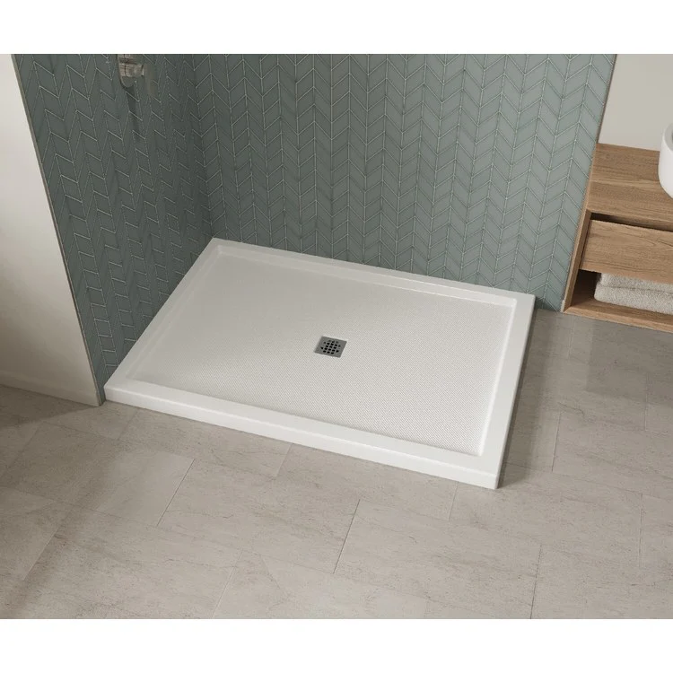 Shower Base B3 Corner Left Stabili-T Square Drain White 60 x 42 Inch Acrylic - Frankwebs