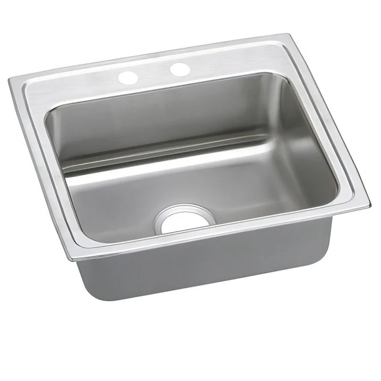 Kitchen Sink Lustertone Classic 25 x 21.25 Inch Single Bowl MR2 Hole ADA Lustrous Highlighted Satin Top Mount Rectangle Drain Location Rear Center Depth 5 Inch Quick Clip Mounting System Full Spray Sides and Bottom - Frankwebs