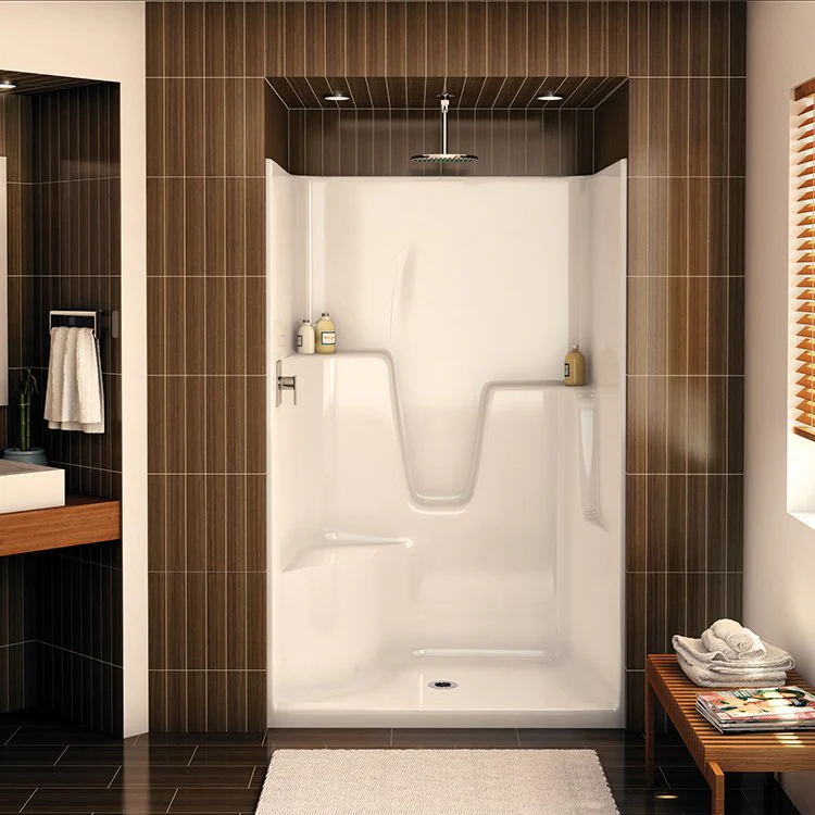 Shower Module 48 Inch AcrylX White 1 Pieces Left Hand Contoured Corner Seat Above Floor - Frankwebs