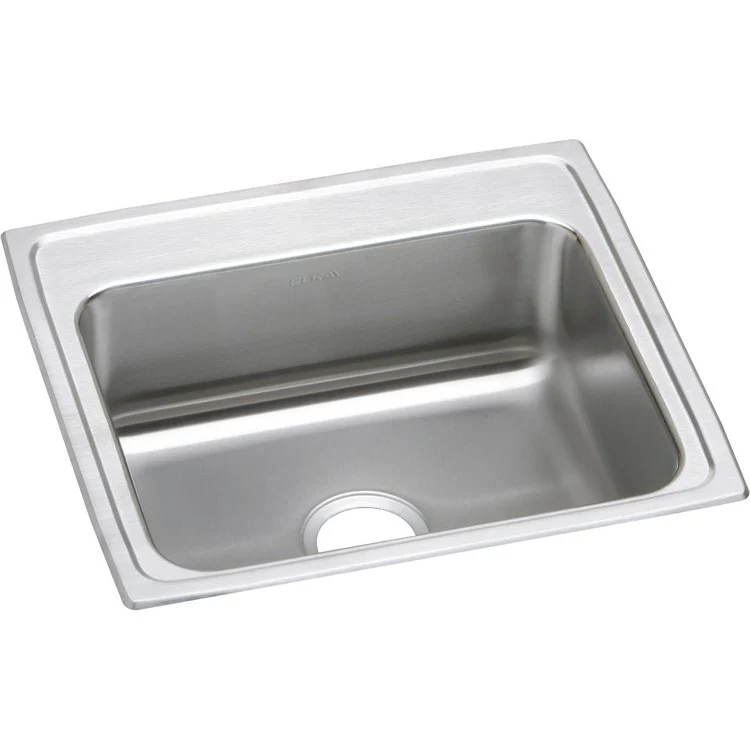 Kitchen Sink Lustertone Classic 22 x 19.5 Inch Single Bowl Lustrous Satin Drop-In Stainless Steel Drain Location Center Bottom Only Pads - Frankwebs