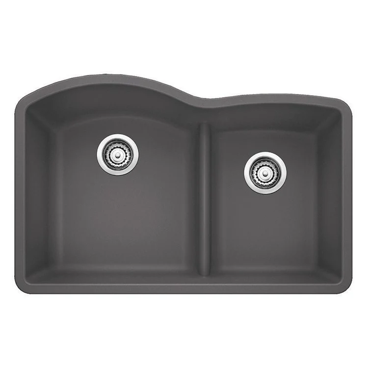 Kitchen Sink Diamond 32 x 21 Inch Double Bowl 1-3/4 Bowl with Low Divide Coal Black Undermount - Frankwebs