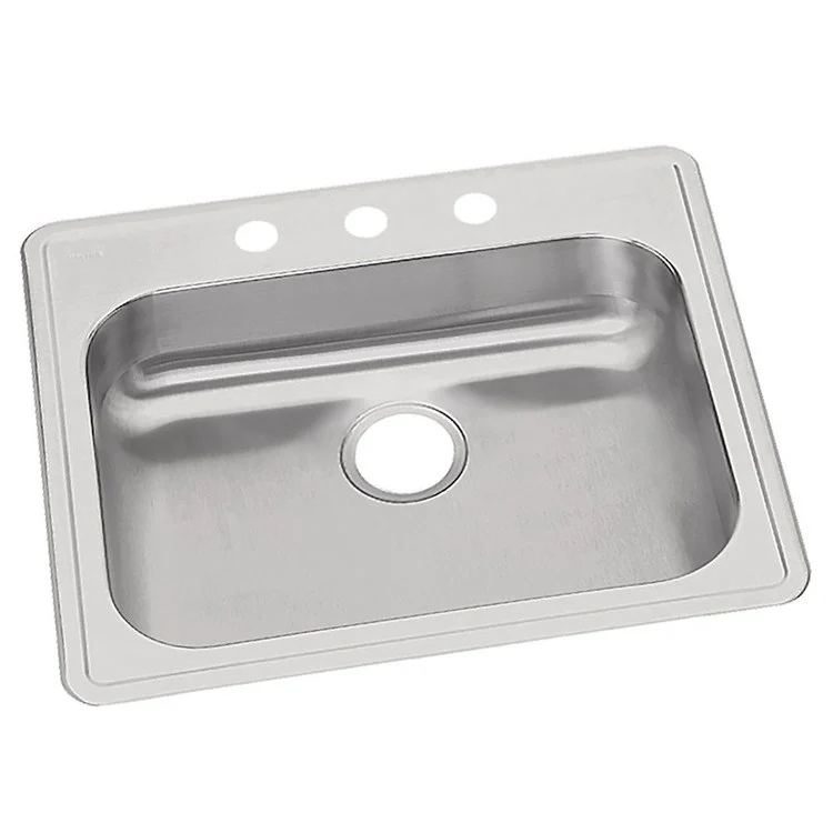 Kitchen Sink Dayton 25 x 21.25 Inch Single Bowl 3 Hole ADA Satin Drop-In Top Mount Rectangle Drain Location Rear Center Depth 5-3/8 Inch Bottom Only Pads - Frankwebs