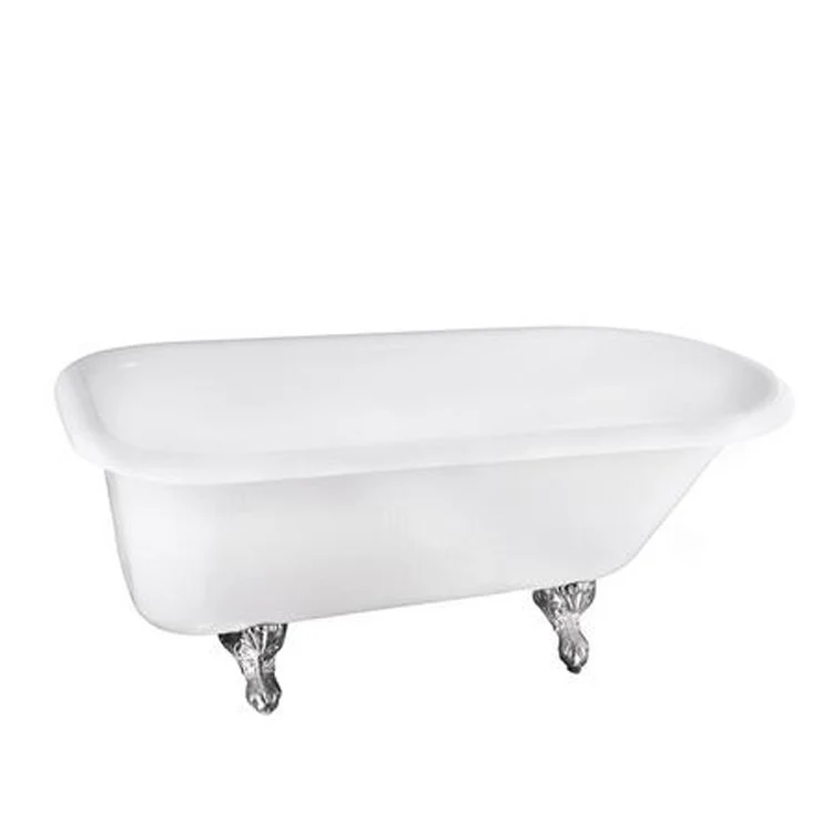 Freestanding Tub Atlin 67 Inch Roll Top Oval Acrylic White/Black Ball and Claw Feet 3-3/8 Inch Center Faucet Holes Rolled Rim - Frankwebs