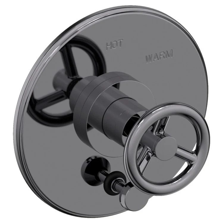 Pressure Balance Valve Trim Slater with Diverter Pull Knob 1 Wheel Midnight Chrome Depth 3-3/7 Inch - Frankwebs