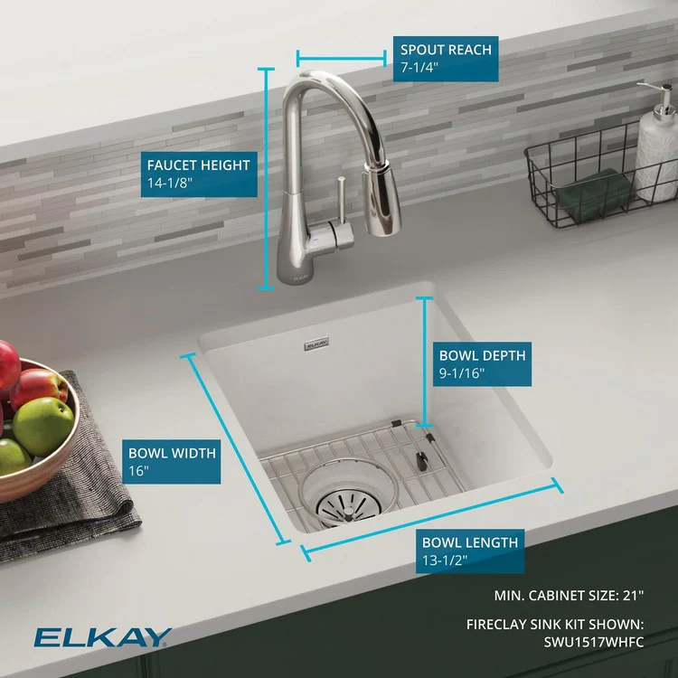 Sink Kit Fireclay Bar Sink Faucet Kit 16.5 x 19 Inch Single Bowl White Faucet Bottom Grid Drain and Cleaning Kit - Frankwebs