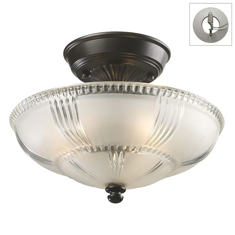 Restoration Three-Light Semi-Flush Mount Ceiling Fixture with Recessed Light Kit - Frankwebs