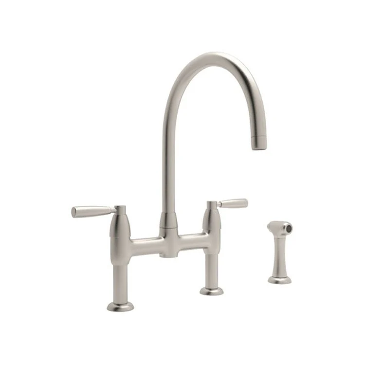 Kitchen Faucet Holborn Contemporary 8 Inch Spread 2 Lever CEC Satin Nickel Swivel C-Spout 3 Hole 1.8 Gallons per Minute - Frankwebs